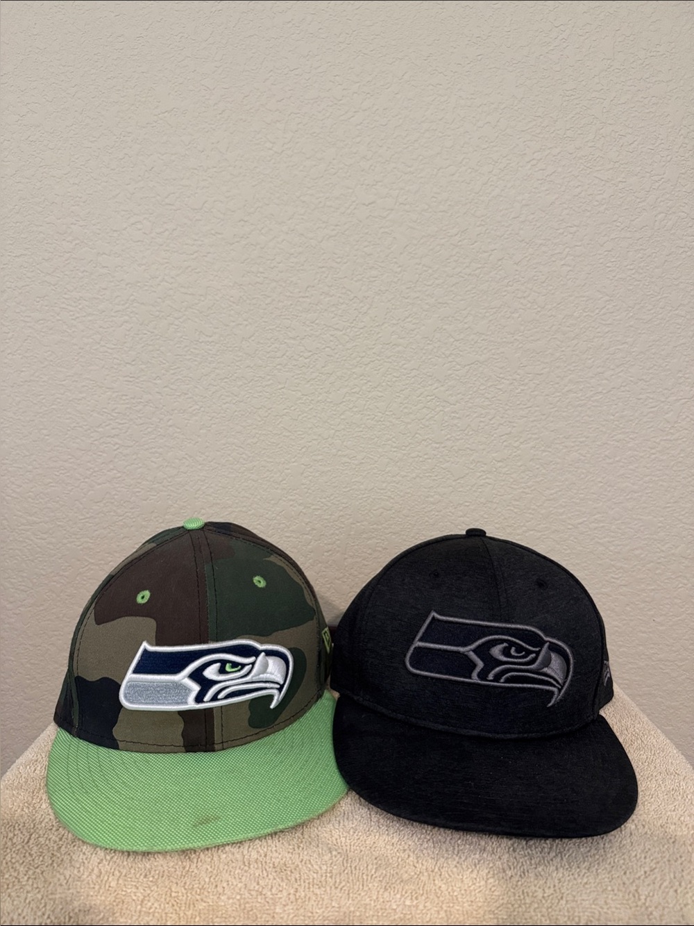 NFL Seattle Seahawks Camouflage & Black Snapback Hat Duo